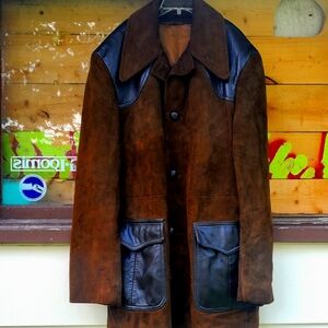 1970s heavy sued and leather jacket